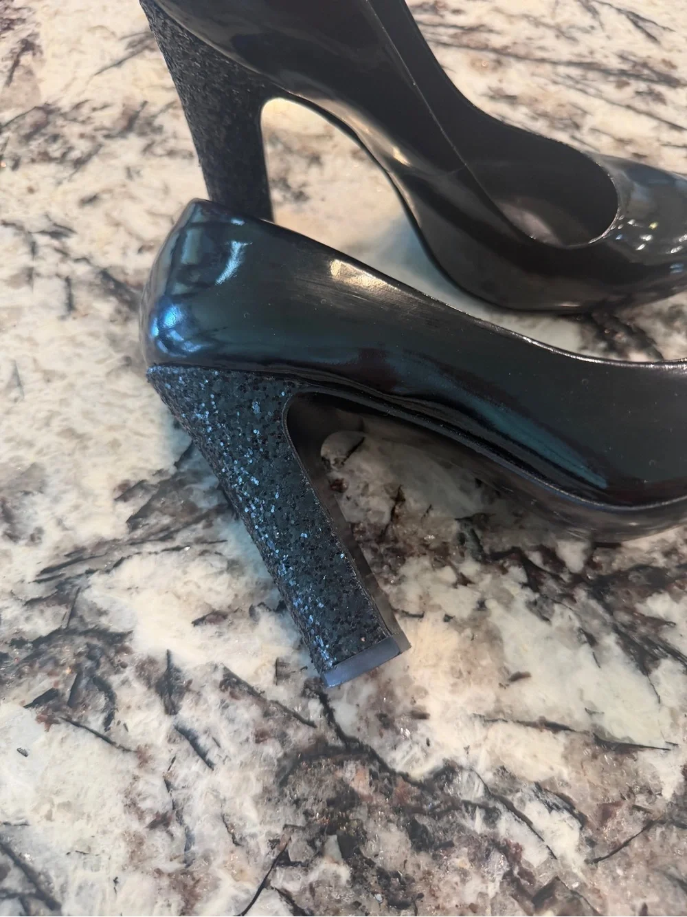 Tory Burch Black Patent Leather Round-Toe Heels